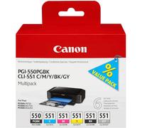 Canon Multipack de 6 cartouches d'encre PGI-550/CLI-551 PGBK/C/M/Y/BK/GY