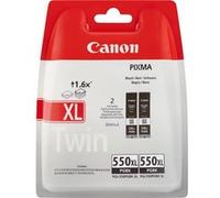 Canon PGI-550PGBK XL Twin pack - Pack de 2 - 15 ml - à rendement élevé - noir - original - coque avec sécurité - réservoir d'encre - pour PIXMA iP7250, iP8750, iX6850, MG5550, MG5650, MG6450, MG6650,