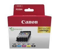 Canon PGI-580 + CLI-581 Multipack Cartouches d'encre d'origine | Encre Canon authentique - Noir Pigmenté plus Noir, Cyan, Magenta et Jaune - pour PIXMA TR8550, TR7550, TS6150 et plus !