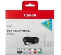 Canon PGI-9 MBK/PC/PM/R/G Multi-Pack - pack de 5 - rouge, vert, noir mat, photo cyan, photo magenta - originale - réservoir d'encre G