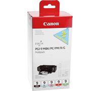 Canon PGI-9 MBK/PC/PM/R/G Multi-Pack - pack de 5 - rouge, vert, noir mat, Photo Cyan, Photo Magenta - réservoir d'encre d'origine - pour PIXMA Pro9500, Pro9500 Mark II