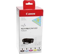 Canon PGI-9 PBK/C/M/Y/GY Multi-Pack - pack de 5 - gris, jaune, cyan, magenta, photo noir - réservoir d'encre d'origine - pour PIXMA iX7000, MX7600, Pro9500, Pro9500 Mark II
