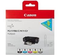 Canon PGI-9 PBK/C/M/Y/GY Multi-Pack - pack de 5 - gris, jaune, cyan, magenta, photo noire - originale - réservoir d'encre G