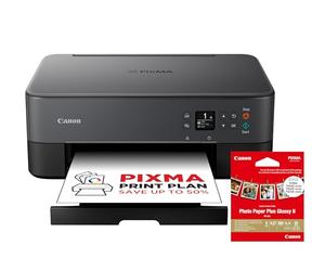 Canon PIXMA TS5350i, 3-in-1, Wi-FI Home Office Printer, Copier and Scanner-PIXMA Print Plan Compatible-Print Borderless Photos-Wireless Printing/Scan (Black)-Includes PP-201 9x9cm Photo Paper