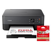 Canon PIXMA TS5350i Multifonction WiFi Jet d’Encre 3-en-1 (imprimante, photocopieur, Scanner) Impression sans Fil Depuis PC et Smartphone, Noir - Inclus Un Pack PP-201 Papier Photo 9x9cm
