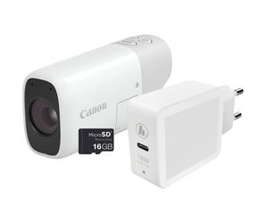 Canon PowerShot ZOOM, appareil photo compact monoculaire à téléobjectif, kit essentiel, blanc