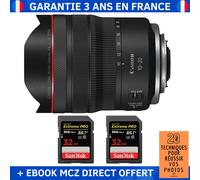 Canon RF 10-20mm f/4 L IS STM + 2 SanDisk 32GB Extreme PRO UHS-II SDXC 300 MB/s + Ebook '20 Techniques pour Réussir vos Photos' - Objectif Canon RF