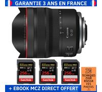 Canon RF 10-20mm f/4 L IS STM + 3 SanDisk 256GB Extreme PRO UHS-II SDXC 300 MB/s + Ebook '20 Techniques pour Réussir vos Photos' - Objectif Canon RF