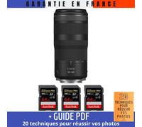 Canon RF 100-400mm f5.6-8 IS USM + 3 SanDisk 64GB Extreme PRO UHS-II SDXC 300 MB/s + Guide PDF '20 TECHNIQUES POUR RÉUSSIR VOS PHOTOS