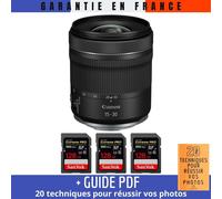 Canon RF 15-30mm F4.5-6.3 IS STM + 3 SanDisk 128GB Extreme PRO UHS-II SDXC 300 MB/s + Guide PDF '20 TECHNIQUES POUR RÉUSSIR VOS PHOTOS