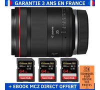 Canon RF 35mm f/1.4 L VCM + 3 SanDisk 64GB Extreme PRO UHS-II SDXC 300 MB/s + Ebook '20 Techniques pour Réussir vos Photos' - Objectif Canon RF