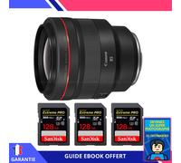 Canon RF 85mm f/1,2L USM + 3 SanDisk 128GB UHS-II 300 MB/s + Ebook 'Devenez Un Super Photographe