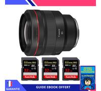 Canon RF 85mm f/1,2L USM + 3 SanDisk 32GB UHS-II 300 MB/s + Ebook 'Devenez Un Super Photographe