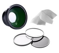Canon VIXIA HF R72 haute définition Super Grand Angle objectif W/macro + 43 mm 3 pièces Kit de filtre + Stepping Bague 43-58 + NW Direct Micro Fibre Chiffon de nettoyage
