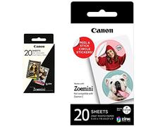 Canon Zink Paper ZP-2030-50 Pack de 20 feuilles papier photo autocollant 5 x 7,6 cm pour imprimante Canon Zoemini, Zoemini C, Zoemini S, Zoemini S2 & Zink Circle Sticker ZP-2030-2C-20