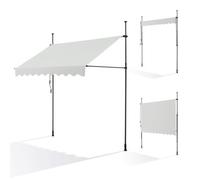 Canopée Auvent rétractable beige 3m Store Manuel Balcon Exterieur sans Percer avec Marquise Soleil terrasse Hauteur réglable