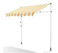 Canopée Store Banne Manuel 200 x 150 cm - Auvent de Terrasse sans Perçage - Réglable avec Manivelle - Jaune et blanc