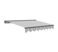 Canopée Store Banne Manuel Gris et blanc Semi Coffre 3 x 2.5m - Store Rétractable pour Terasse, Balcon & Jardin