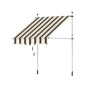 Canopée Store Banne Manuel Rétractable avec Manivelle, Auvent de Terrasse sans perçage, Protection Solaire Réglable pour Balcon, Terrasse, Jardin (Beige et Marron, 2m x 1.5m)