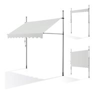 Canopée Store Banne Manuel Rétractable avec Manivelle, Auvent de Terrasse sans perçage, Protection Solaire Réglable pour Balcon, Terrasse, Jardin (Beige, 3m x 1.2m)