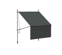 Canopée Store Banne Manuel Rétractable avec Manivelle, Auvent de Terrasse sans perçage, Protection Solaire Réglable pour Balcon, Terrasse, Jardin (Gris, 3m x 1.8m)