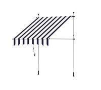 Canopée Store Banne Manuel Rétractable avec Manivelle, Auvent de Terrasse sans perçage, Protection Solaire Réglable pour Balcon, Terrasse, Jardin (Bleu et Blanc, 3m x 1.5m)