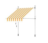 Canopée Store Banne Manuel Rétractable avec Manivelle, Auvent de Terrasse sans perçage, Protection Solaire Réglable pour Balcon, Terrasse, Jardin (Jaune et Blanc, 3m x 1.5m)