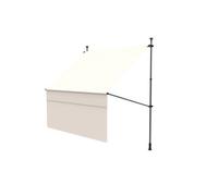 Canopée Store Banne Manuel Rétractable Sans Perçage 2.5 x 1 8 m Beige avec Manivelle Protection Solaire pour Balcon Terrasse