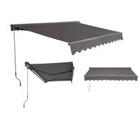 Canopée Store Banne Manuel Semi Coffre Gris 3 x 2.5m - Store Rétractable pour Terrasse, Balcon et Jardin - Manivelle à Gauche - Aluminium et Polyester 280 G/m²