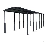 Palram Carport Arcadia Alpine 127 - Gris anthracite, toit arrondi 12,9 x 3,59 m