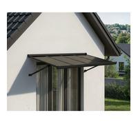 Canopia Marquise de porte Augustine 147 x 90 cm \n Structure noire / Panneaux gris opaques