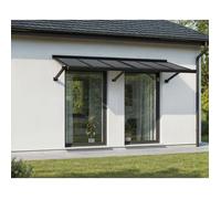 Canopia Marquise de porte Augustine 222 x 90 cm \n Structure noire / Panneaux gris opaques