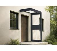 Canopia Marquise en aluminium et acrylique clair + 1 paroi latérale - 160 cm - 707717