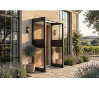 Canopia Marquise en aluminium et acrylique opale + 2 parois latérales - 160 cm - 707857