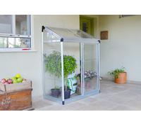 CANOPIA by Palram Serre de Jardin Lean to 0.8m² (Argent) Cadre en Aluminium, Panneaux en Polycarbonate, Résistant aux UV