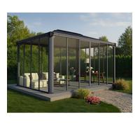 Palram Tonnelle de jardin fermée Ledro 3 x 4,3 m Gris anthracite