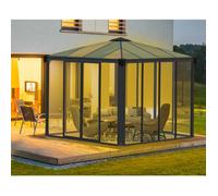 Tonnelle de jardin fermée autoportante Ledro 3x3m Gris