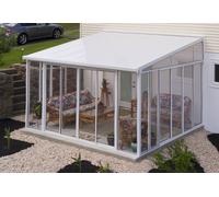Canopia Véranda alu blanc en kit polycarbonate verre - Sanremo 3,85 x 4,35 m - 703993.
