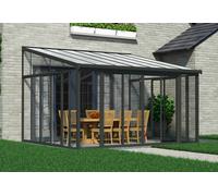 Canopia Véranda alu gris en kit polycarbonate verre - Sanremo 3,85 x 4,35 m - 703991.
