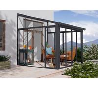 Canopia Véranda alu gris en kit polycarbonate verre - Sanremo 3 x 3,05 m - 706624.