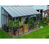 Canopia Véranda alu gris en kit polycarbonate verre - Sanremo 3 x 5,56 m - 703990.