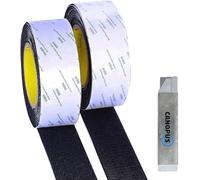 CANOPUS Extra Fort adhésif Imperméable Bande de Crochet et Boucle, (25,4mm x 5 mètres total), adhesif autocollant, Noirs, Ruban de tapis, Parfait pour Cadre Photo, hook and loop tape