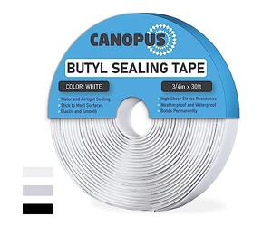 CANOPUS Ruban Butyle pour RV, Caravane, Camping-car, Ruban Butyle Extra Fort Blanc (2mm x 20mm x 9.1m) Auto-Adhésif