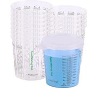 CANOPUS Tasses à Mesurer en Plastique Avec Couvercles, 650ml Pot de Melangeur Resine Epoxy, Coupelle de melange Epoxy, tasse graduee, Doseur Peinture, Pot melange Peinture, (12 Tasses + 3 Couvercles)