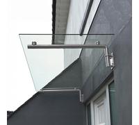 Canopy Auvent en verre 144 x 80 cm Baldaquin de Porte d'Entrée en Verre & Support Acier Inoxydable