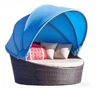 Canopy De Remplacement Étanche pour Lit De Repos 214 Cm - Auvent pour Lit Suspendu De Jardin avec Fixation Velcro, Résistant Au Soleil Et À La Pluie-Sky Blue