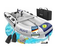 KESSER® Wave Canot pneumatique 230-320 cm Set 6 pièces gonflable - Bateau + banc, pompe à air, pagaie, kit de réparation, sac, bateau de pêche, bateau à pagaie petit et grand - Combinaison moteur