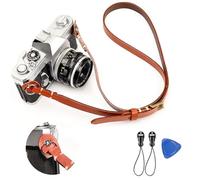CANPIS Sangle d'appareil photo longue en cuir réglable pour appareils reflex numériques et SLR Sony, Fujifilm, Canon, Nikon, Olympus, Panasonic Rouge et marron.