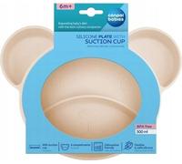 Canpol Babies Assiette en silicone avec ventouse - Forme ours, Crème, sans BPA, 300 ml - Bol bébé antidérapant, facile à nettoyer, idéal pour les bébés de 6 mois et plus