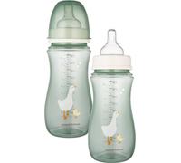 Canpol Babies | Biberon anti-coliques Easy Start 300 ml - Motif oie - Design vert - Confortable et sûr